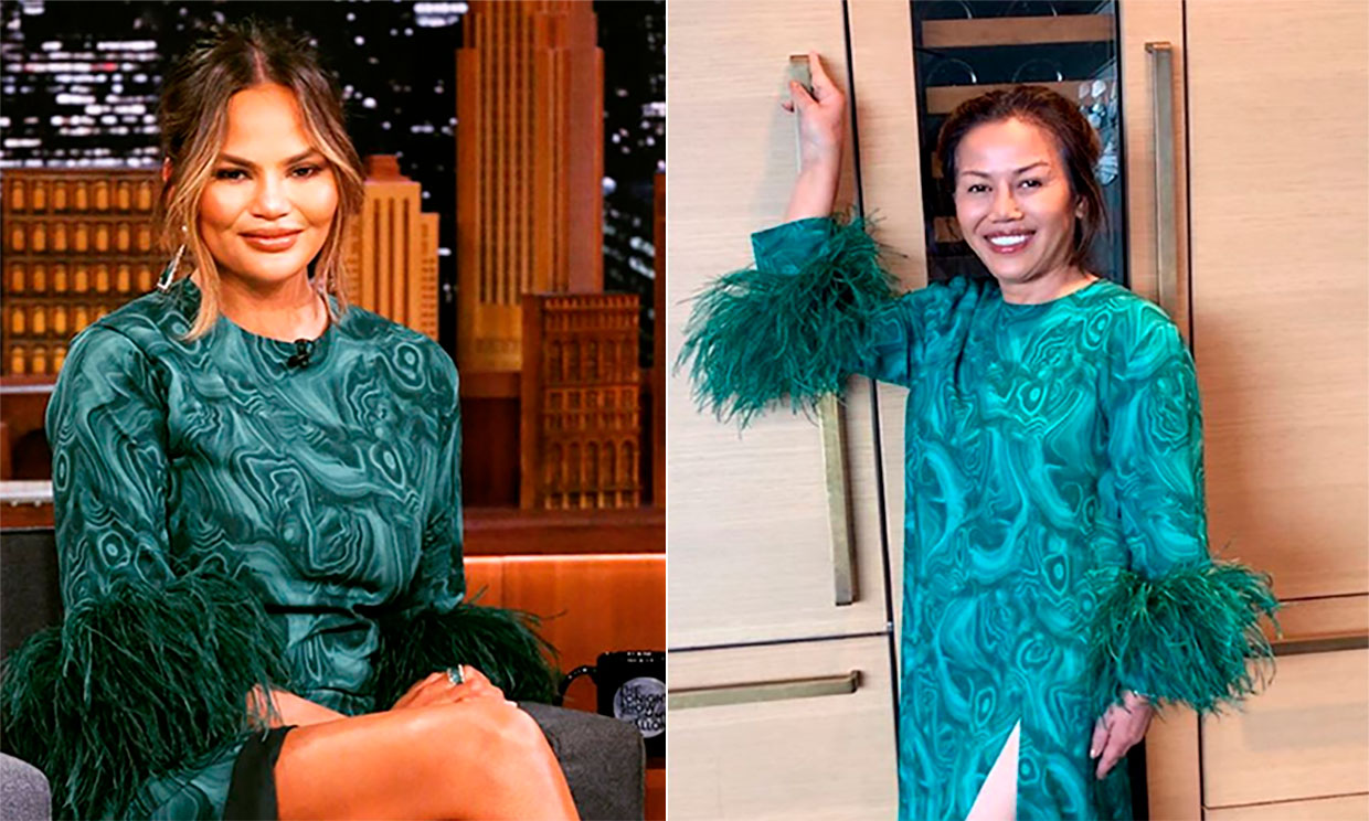 La madre de Chrissy Teigen le 'roba' un vestido y pregunta a sus fans: ¿Quién lo lleva mejor?