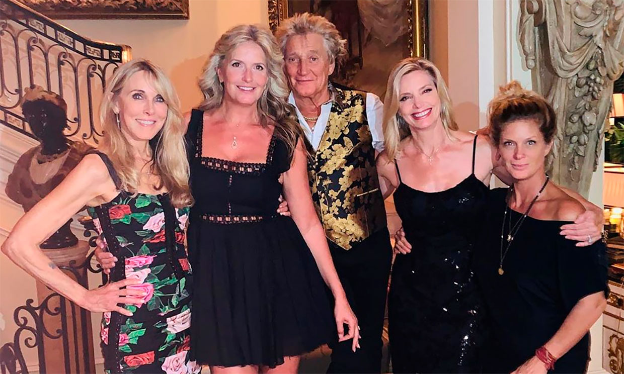 Rod Stewart y cuatro de las mujeres de su vida