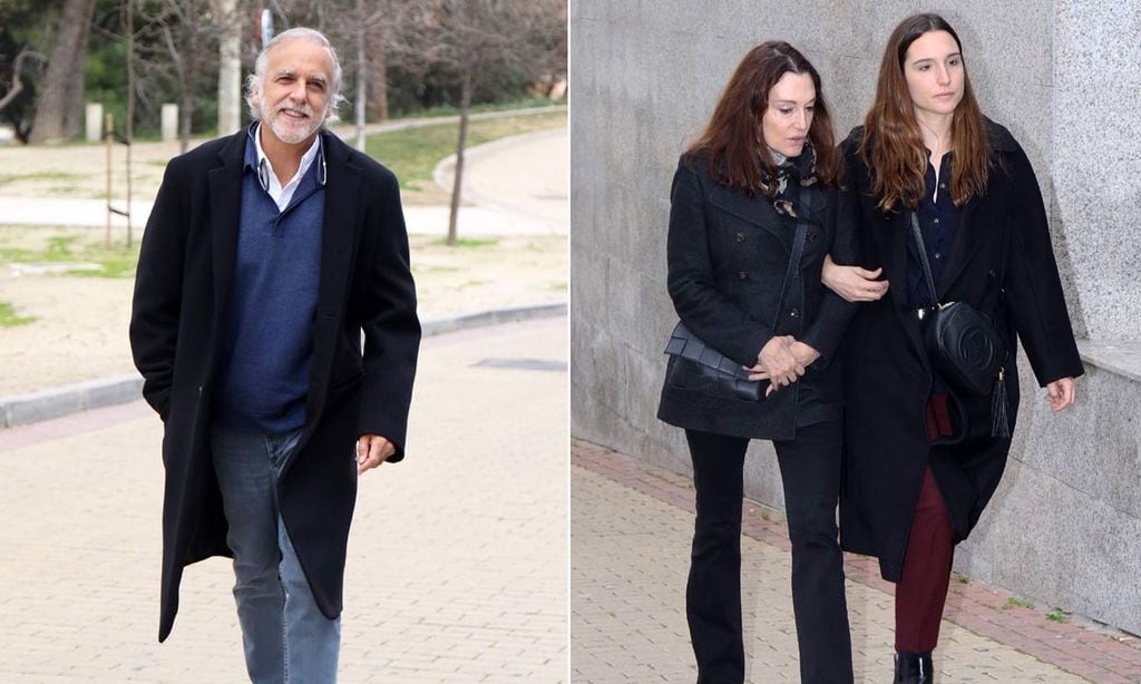 Cristina Iglesias, arropada por su hija, en la despedida de su pareja Plácido Arango