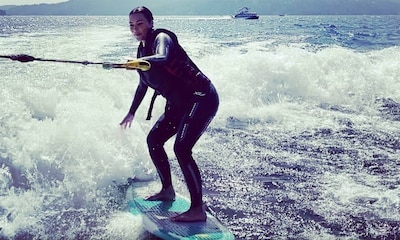 La habilidad de Kim Kardashian y su hija North haciendo 'wakeboard'