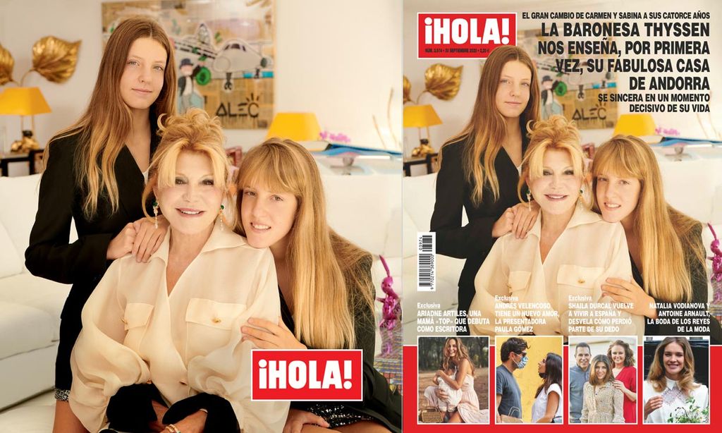 La baronesa Thyssen y sus hijas Carmen y Sabina