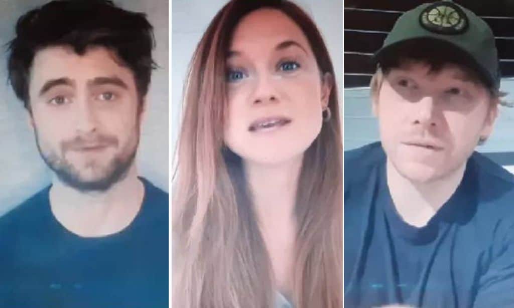Daniel Radcliffe, Rupert Grint y Bonnie Wright en la reunión virtual de Harry Potter