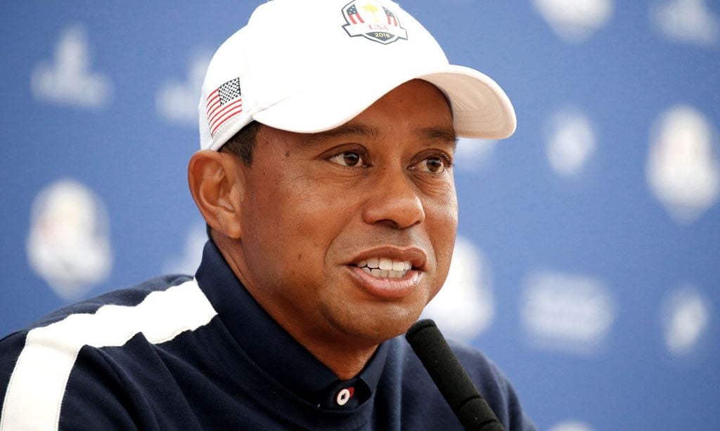 Tiger Woods, durante una rueda de prensa