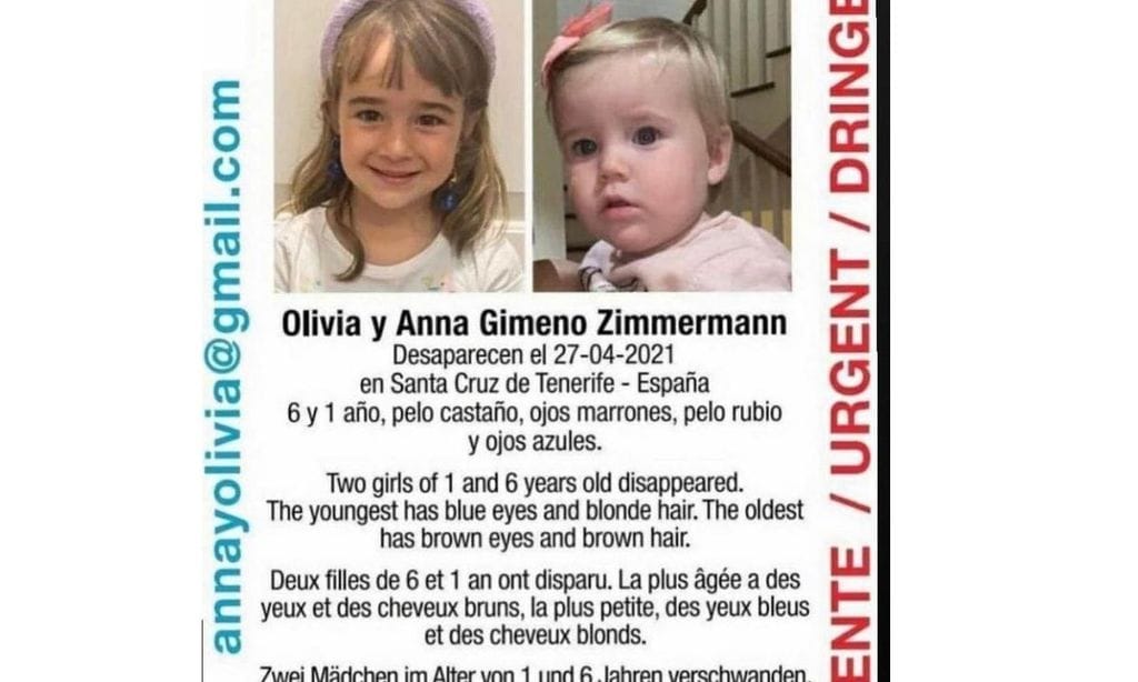 Anna y Olivia, las niñas desaparecidas en Tenerife con su padre