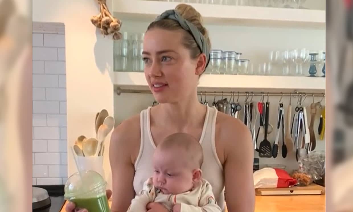 Amber Heard muestra por primera vez a su bebé