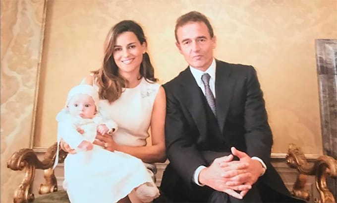 Alessandro Lequio y María Palacios en el bautizo de su hija
