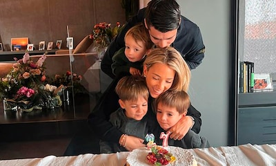 La explosión de alegría de los tres hijos de Alice Campello y Morata al soplar las velas de la tarta