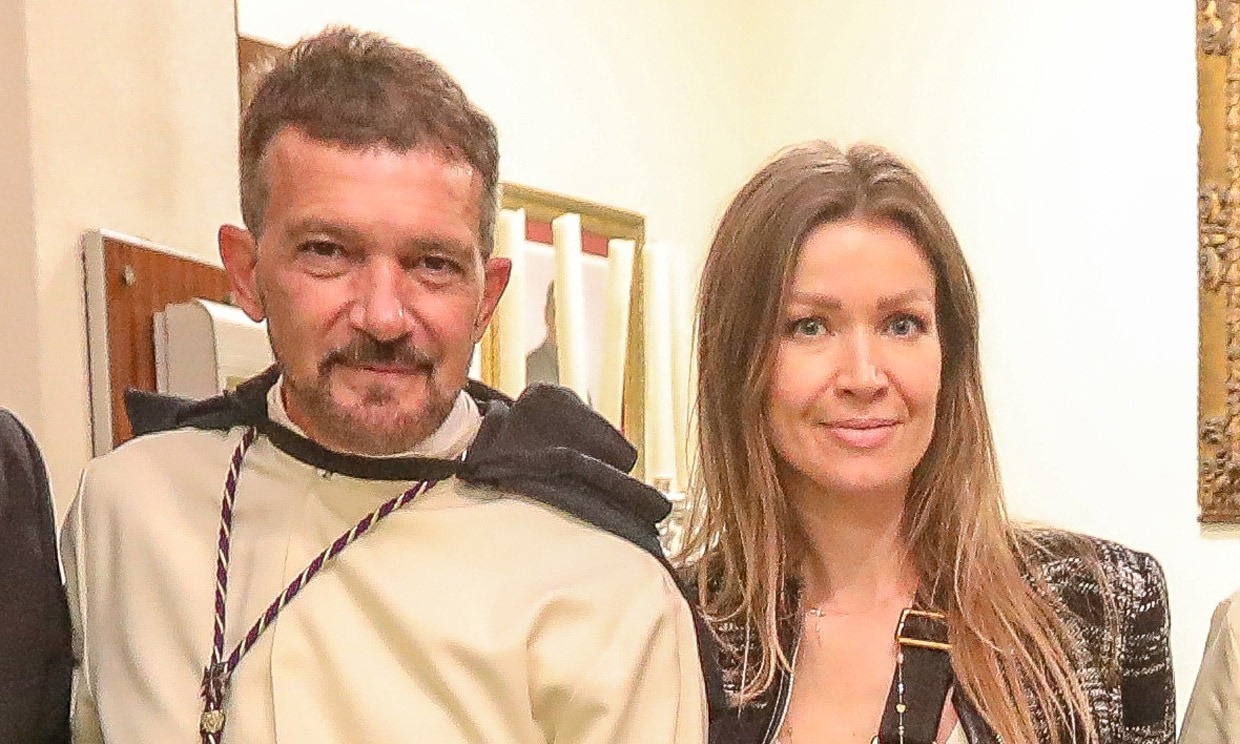 Antonio Banderas con Nicole en la Semana Santa malagueña