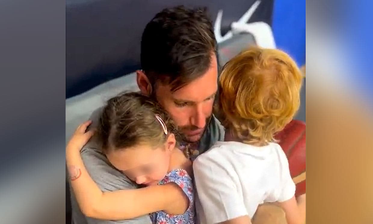 La despedida de Helen Lindes y sus hijos a su 'héroe sin capa', Rudy Fernández, antes de debutar en el Eurobasket