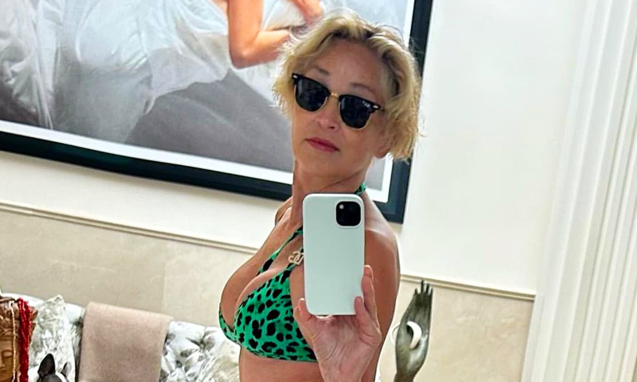 Sharon Stone, posando en bikini