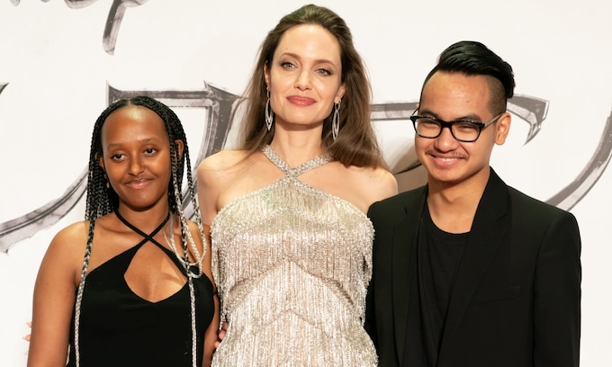 Angelina junto a Zahara y Maddox en un estreno