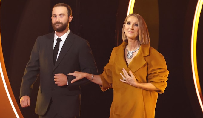 Celine Dion y su hijo René-Charles Angélil en los Grammy