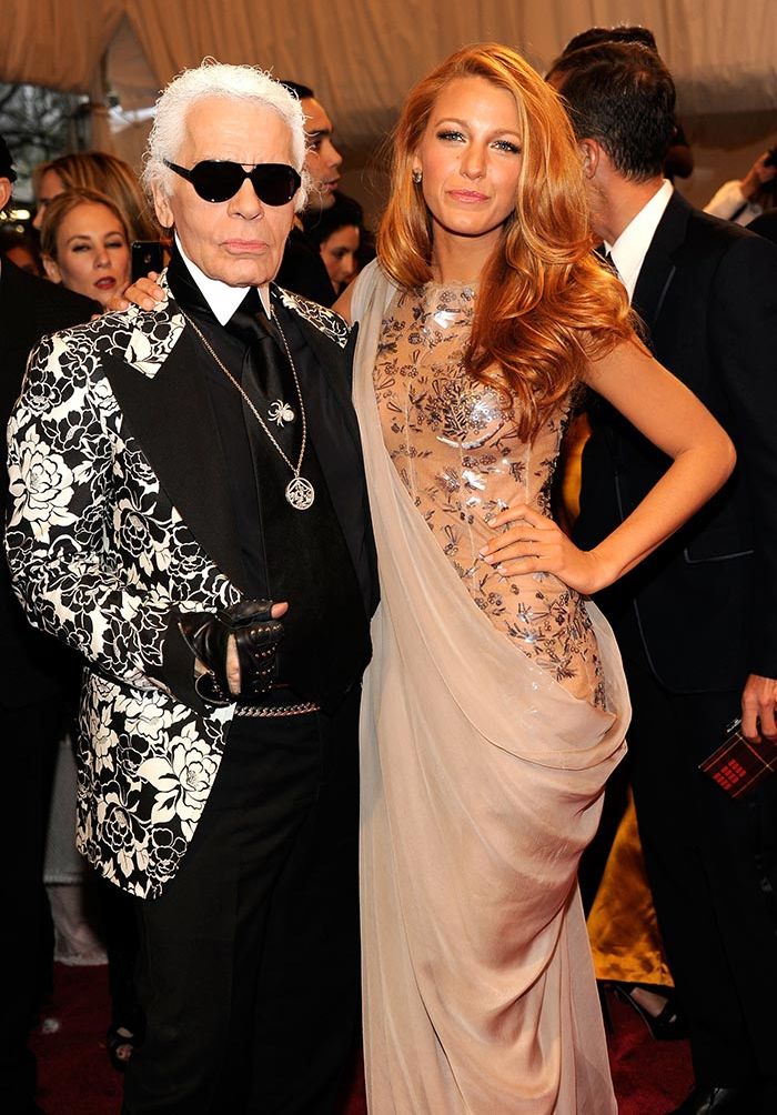 Blake Lively with Karl Lagerfield at the 2011 MET Gala