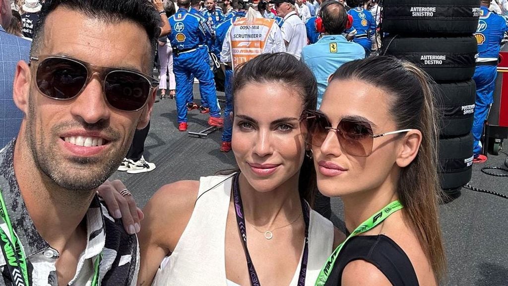 Sergio Busquets y Elena Galera se reencuentran en Miami con Melissa Jiménez y Fernando Alonso