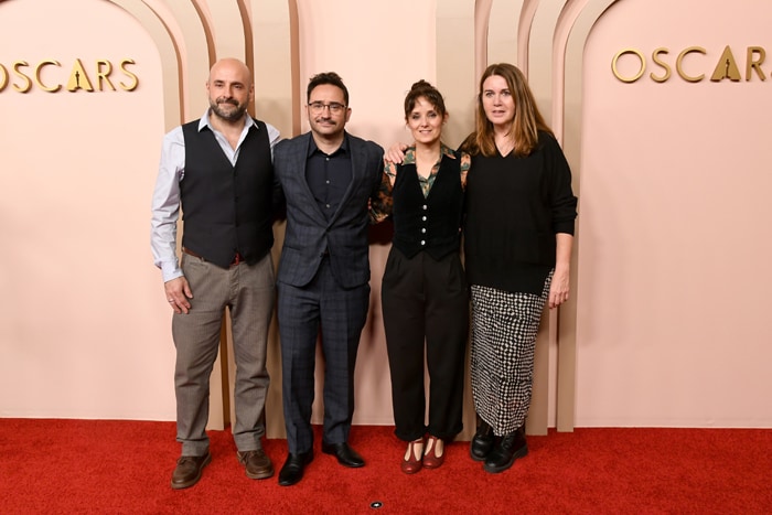 David Martí, Juan Antonio Bayona, Montse Ribé y Ana López-Puigcerver en el almuerzo de los Oscar