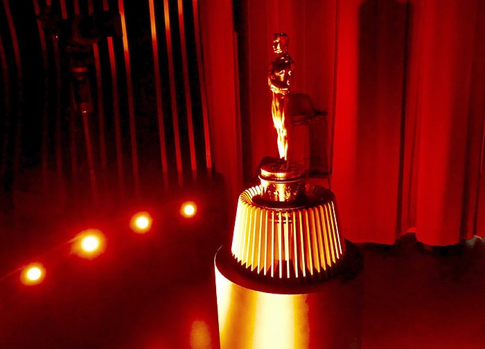 La estatuilla dorado antes de la gala de los Premios Oscar 2024