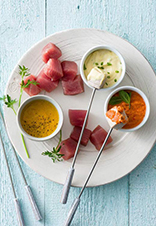 ‘Fondue bourguignon’ de atún a las cuatro salsas