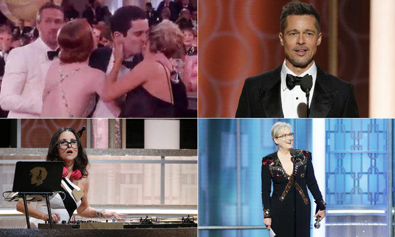 La aparición sorpresa de Brad Pitt, la cobra de Emma Stone y la emoción de los premiados en la gran fiesta de Hollywood