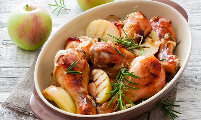 Receta pollo con manzana y miel