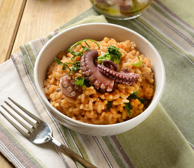 Risotto de pulpo y mandarina