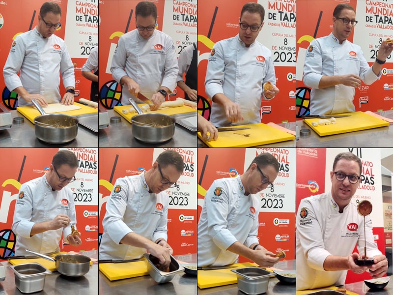 El chef Teo Rodríguez, haciendo su tapa Pucela Roll