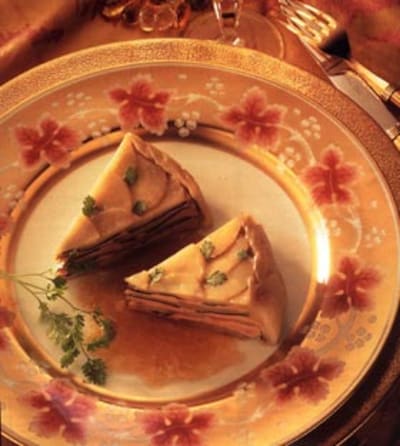 Pastel de patacas con foie gras y trufa