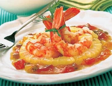 Gambas con salsa agridulce