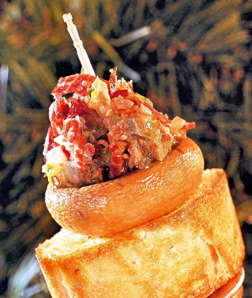 Pincho de champiñón con jamón