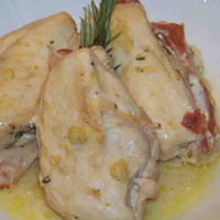 Pollo relleno con salsa de mostaza