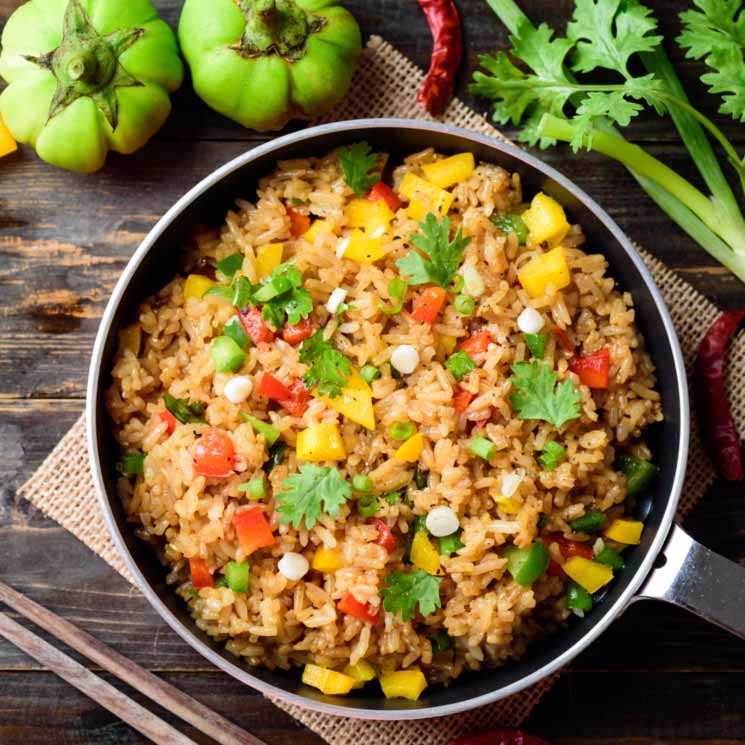 Arroz salteado con verduras