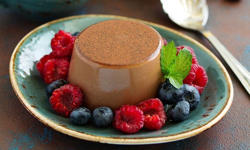 Flan helado de chocolate y café