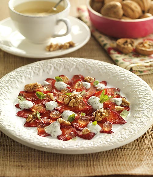 'Carpaccio' de fresones con nueces