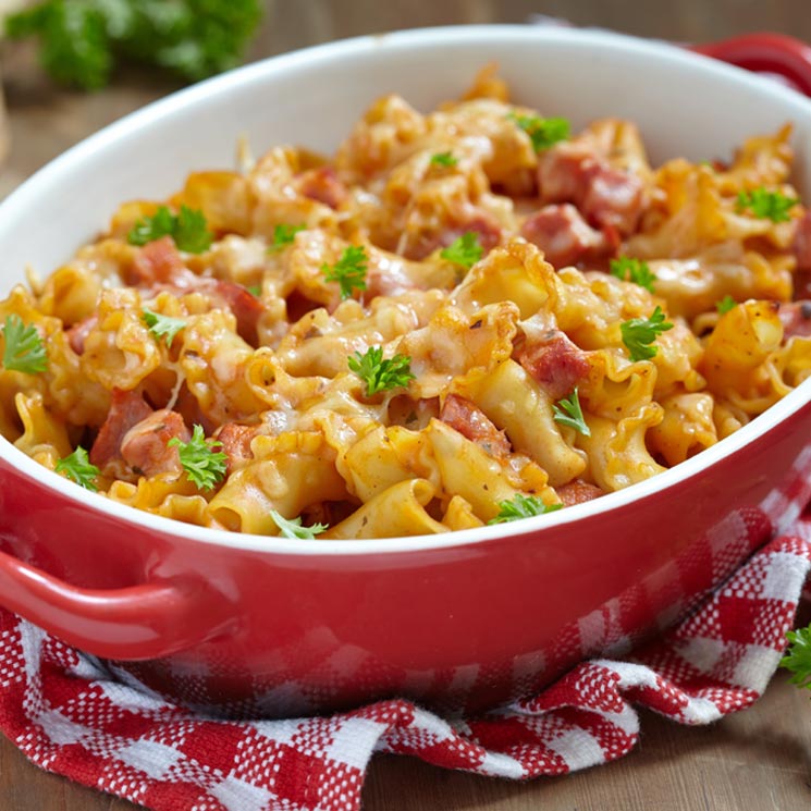 Macarrones gratinados a los dos quesos
