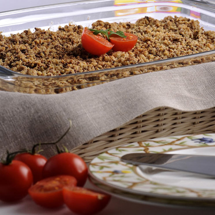 'Crumble' de tomate, queso de cabra y cereales