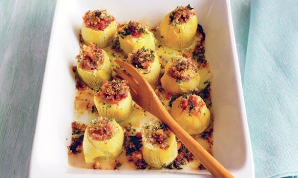 Alcachofas con jamón gratinadas Alcachofas con jamón gratinadas