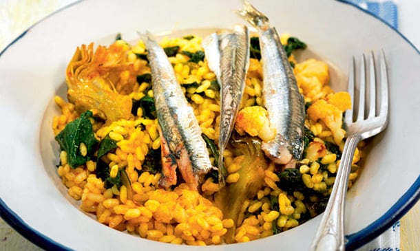 Arroz de boquerones y alcachofas de Benicarló Arroz de boquerones y alcachofas de Benicarló