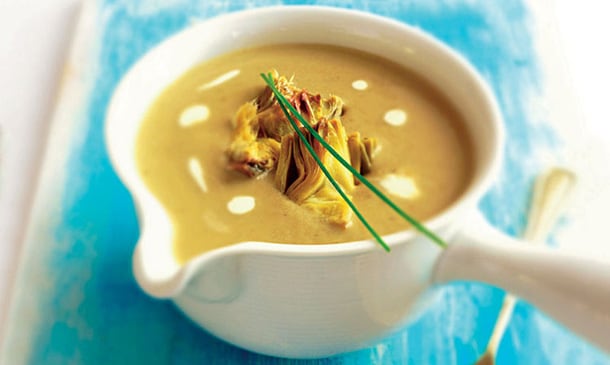 Crema de alcachofas con 'foie' Crema de alcachofas con 'foie'