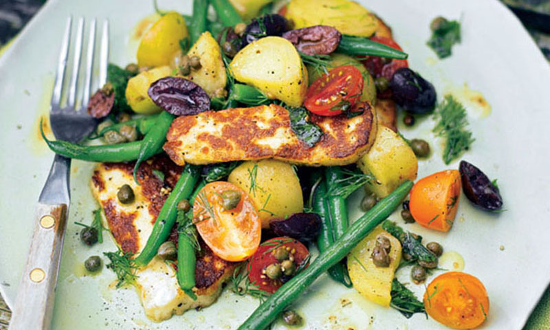 Ensalada de patatas, judías verdes y queso