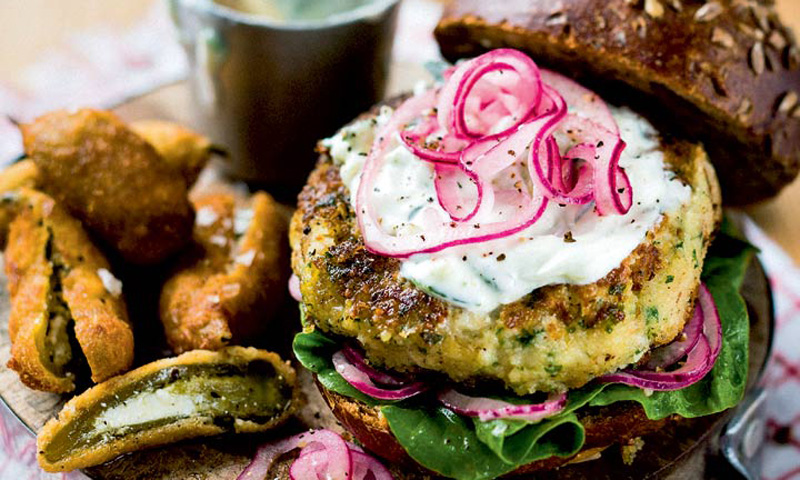 Hamburguesa de alubias y cuscús