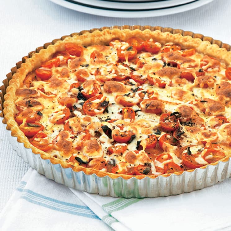 &amp;#39;Quiche&amp;#39; de tomate, &amp;#39;mozzarella&amp;#39;, Idiazábal y romero