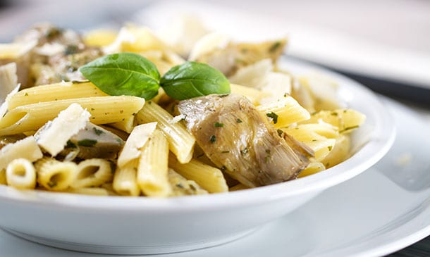 'Penne' con alcachofas 'Penne' con alcachofas