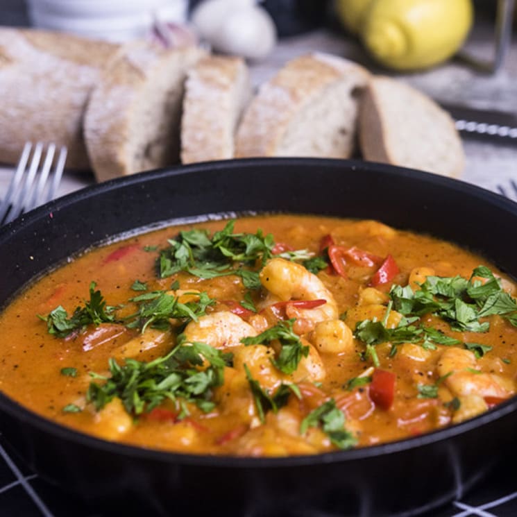 Guiso picante de gambas