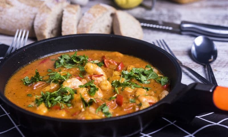 Guiso picante de gambas