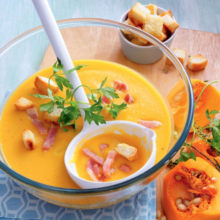 Crema de calabaza con bacon y