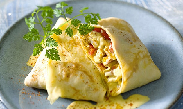 Crepes de pollo al curry Crepes de pollo al curry