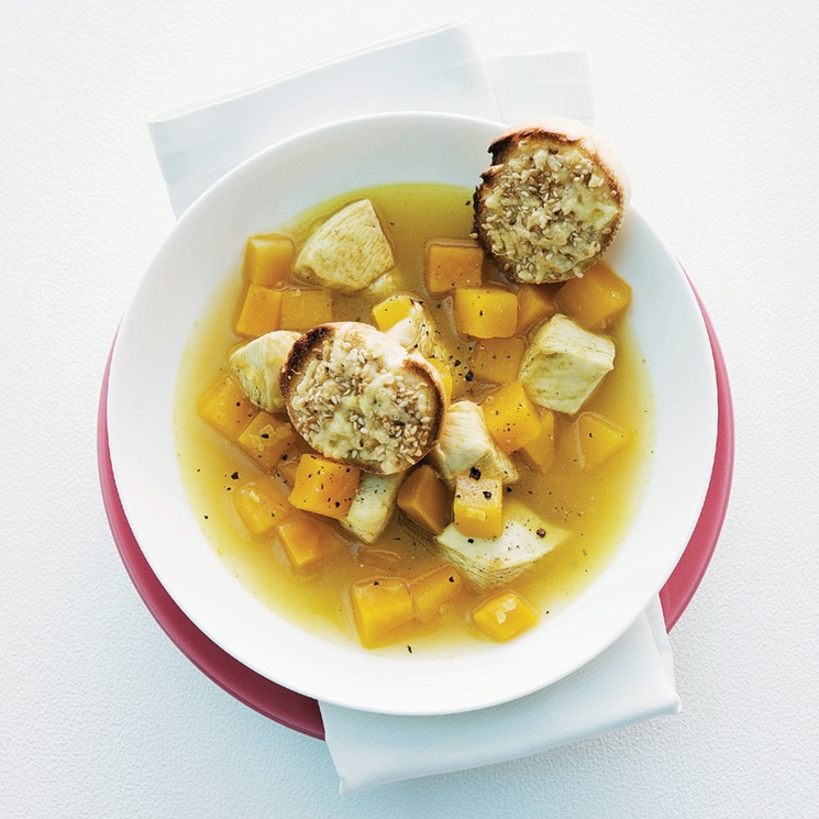 Sopa de pollo y calabaza