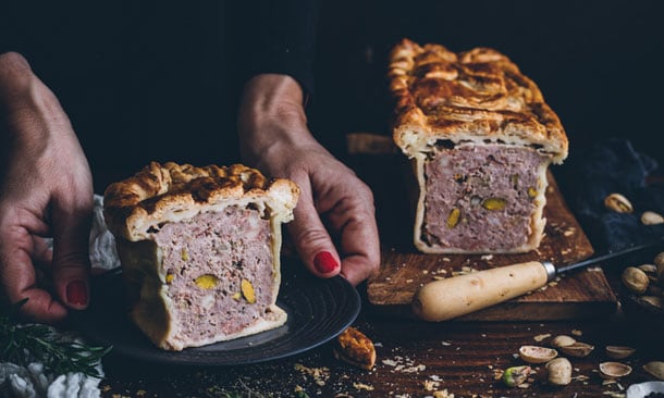 'Pâte en croute' de cordero con pistachos 'Pâte en croute' de cordero con pistachos