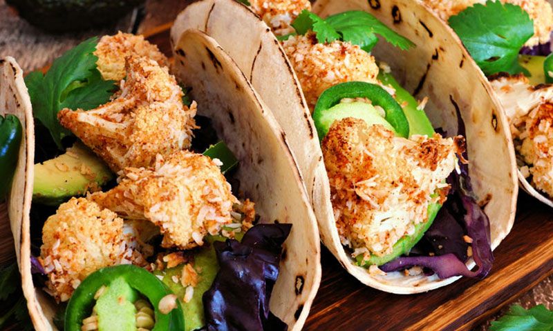 Tacos de coliflor con coco