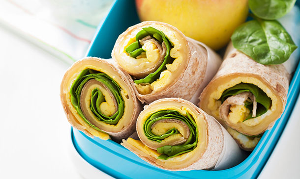 Burritos de tortilla con espinacas Burritos de tortilla con espinacas