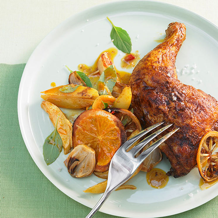 Pollo asado a la naranja